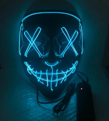 Masquerade Masks Neon Mask Light Glow In The Dark Horror Mask Glowing Mask - Image 1 of 4