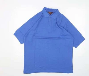 Polo doble TWO para hombre algodón azul talla L con botón de cuello - Imagen 1 de 12