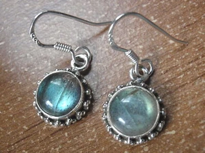 Round Labradorite Accented 925 Sterling Silver Dangle Earrings #66b - Picture 1 of 2