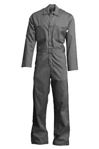 FR CVEFR7GY-LAR RG Flame Resistant Economy Coveralls, 100% Cotton Twill with Moi - Picture 1 of 12