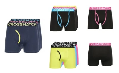 Mens Boxer Shorts (3 Pack) Underwear Stretch Crosshatch 'Trioglow' Cotton Trunks - Image 1 of 4