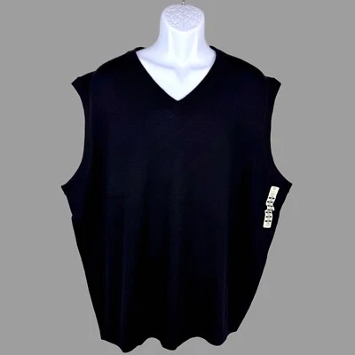 Colete Suéter Masculino TURNBURY Preto 100% Extra Fino Lã Merino Grande/Alto 3XB - Imagem 1 de 4