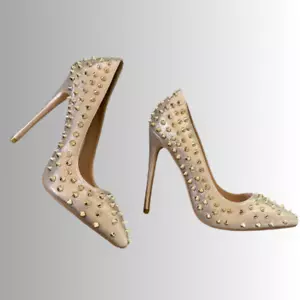 RDevine Fashion Gold Studded Pointed Toe Stiletto Heels (Women's 8.5 US/40 EUR) - Picture 1 of 8