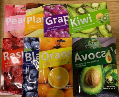 Chovemoar Extracting the Essence of Fruits Face Masks x8 Assorted - Image 1 of 4
