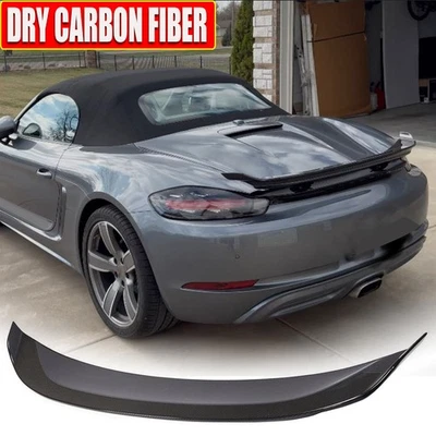 适用于保时捷 718 Boxster 2016 - 2021 DRY CARBON 后后备箱锅炉靴翼唇 — 第 1/4 张图片