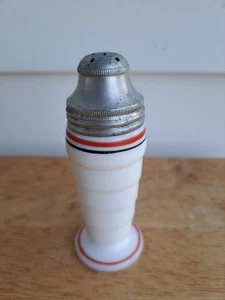 Hazel Atlas Moderntone Weiß Milchglas Rot Blau Streifen Salzstreuer Ersatz - Bild 1 von 5