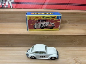 LESNEY MATCHBOX Series No. 15 Volkswagen Bug Beetle White With Original Box! - Picture 1 of 14