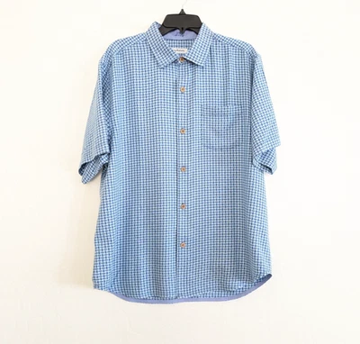 TOMMY BAHAMA Shirt Men's Blue Print Silk Casual Short Sleeve Pocket Travel - Image 1 of 4