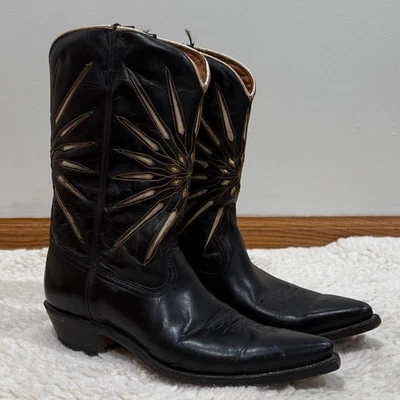 VTG ACME Starburst Inlay Cowgirl Boots Sz 7 G Western Retro 50s 60s Cowboy Rodeo - Image 1 of 4
