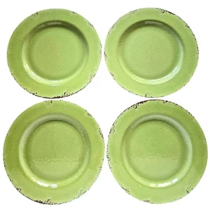 Williams Sonoma 11” Melamine Dinner Plates Rustic Crackle Green Set Of 4  - Picture 1 of 8