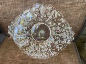Vintage Cambridge Etched Rose Point Handled Ruffled Plate 13 3/4" - Picture 1 of 4