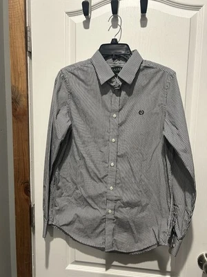 Camisa de vestir Ralph Lauren a rayas azules y blancas con botones talla 20 L/S para niños Foto 1 de 4