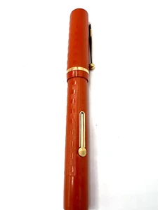 Penna stilografica Eclipse oversize arancione a scacchi 14 carati garantita - Foto 1 di 7