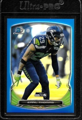 2014 Bowman Chrome Football Earl Thomas #63 Blue Parallel #'d /199 Seahawks - Image 1 of 2