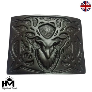 Fibbia cintura kilt testa di cervo uomo - accessorio kilt scozzese nero di Highlandmusic - Foto 1 di 2