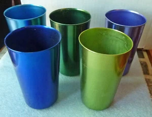 Lot of 5 Vintage MCM Bascal Aluminum Tumblers 8 oz. Italy - Picture 1 of 3