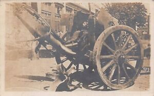 WW1 6 INCH GERMAN ARTILLERY GUN AFTER A DIRECT HIT~MILITARY REAL PHOTO POSTCARD