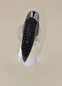 Auffälliger Ring in Krallenform – Kupfer geschwärzt mit schwarzem Strass RG 38 - Bild 1 von 6