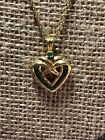 Danbury Mint Green Heart Stone  Goldtone Mecklace