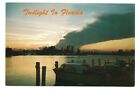 Twilight in Florida FL Postcard Boats Vintage