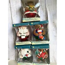 Collectible Glass Character Ornament Christmas Santa beers 5 pc