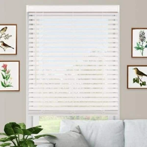 Premium White 2" Inch Cordless Faux Wood Blind 27" W X 64 L (Actual Size 26 1/2 - Picture 1 of 3