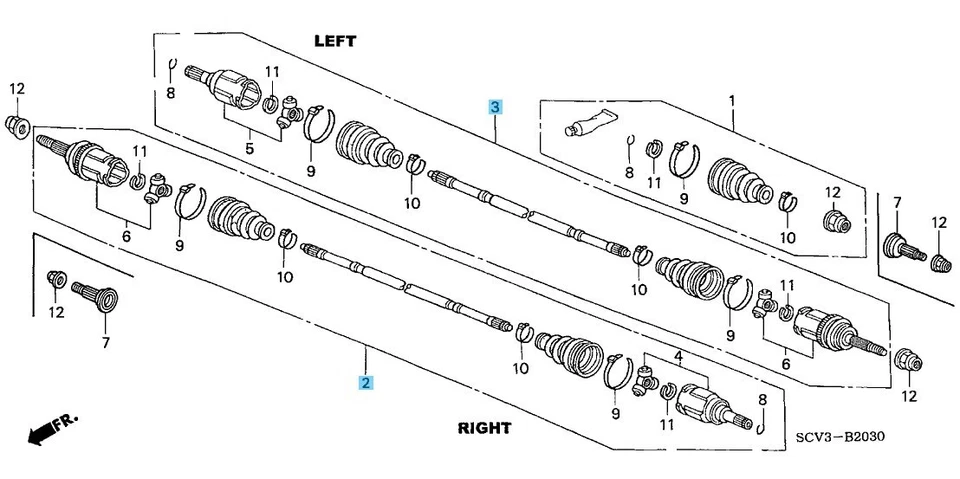 HONDA ELEMENT YH2 2003-2008 Genuine Rear Driveshaft Assy RH & LH Set For 4WD - Image 1 of 1