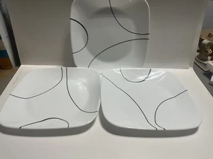 Lot Of 3 Corelle Simple Lines 9" Salad Plates VERY NICE 230 - Picture 1 of 4