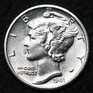1941-S Mercury Silver Dime AU FREE SHIPPING - Picture 1 of 2