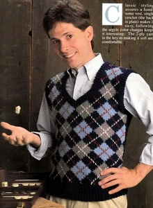 MASCULINE Argyle Vest/Crochet Pattern INSTRUCTIONS ONLY - Picture 1 of 1