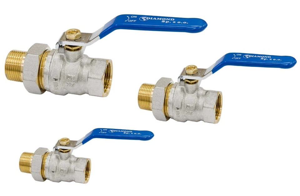  Messing Kugelhahn mit Verschraubung Absperrventil Absperrhahn 1/2 3/4 1 zoll - Bild 1 von 1
