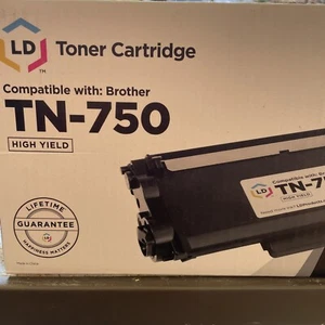 BROTHER GENUINE TN-750 High-Yield Black Toner NEW in Box OEM - Picture 1 of 4