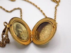 Vintage Blue Rhinestone Photo Sweetheart Locket w/ Hair Lock and Photo Gold Fill - Picture 1 of 9