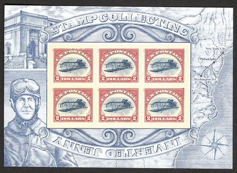 2013USA 4806 $2.00 - Inverted Curtiss Jenny - Mint Souvenir Sheet of 6-FREE SHIP Cover