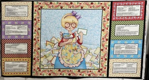 Mary Engelbreit Kitchen Capers Recipe Food Cotton Fabric 3 Panels (connected) - Picture 1 of 8