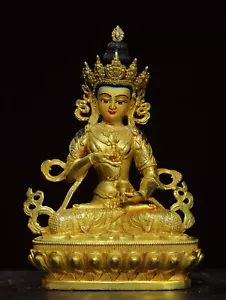 Statua di Buddha di Satya Vajra dipinta in rame dorato - Foto 1 di 9