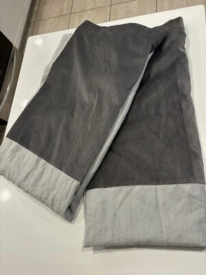 West Elm 2 Belgian Gray Linen & Luster Velvet Curtains 48x108 (2017) RARE - Image 1 of 4