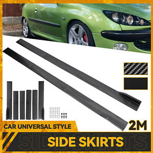 2m 78.7" Carbon Universal Car Side Skirts Extension Rocker Panel Splitter Lip UK