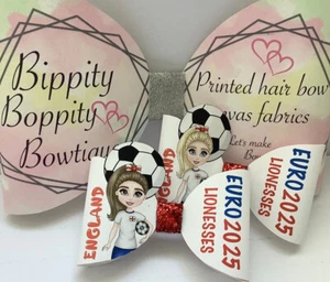 3D ENGLAND EURO MÄDCHEN 4" GEDRUCKT CANVAS STOFF SCHLEIFE SCHLAUFEN MACHEN SIE IHRE EIGENEN HAARSCHLEIFEN - Bild 1 von 4