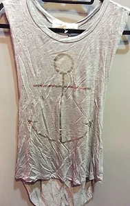 $42 Nuevo Con Etiquetas Ancla Habana De Colección Espalda Abierta Gris Sólido Talla S - Imagen 1 de 3