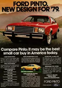 Vintage Print Ad 1979 Ford Pinto Runabout Red Yellow New Design - Picture 1 of 2
