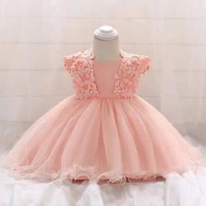 Baby's first birthday dress Lace hook flower Princess dress gauze dress - Picture 1 of 7