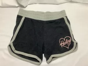 Hurley Girls Gray Shorts Size Small Pink Heart Logo Only Worn Once Box B - Picture 1 of 3