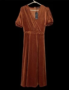 Nasty Gal Sparkle Velvet Glitter V Neck Dress Sz 4 Faux Wrap High Split Midaxi - Picture 1 of 6