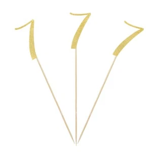 Gold Glitter 7th Birthday Centerpiece Sticks 12-Pack Number 7 Table Topper An... - Picture 1 of 2