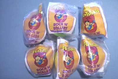 Denny's 1991 - Picapiedra Rock n' Rollers - Juego completo de 6 en paquete Foto 1 de 2