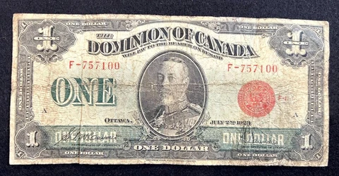 1923 Dominion of Canada $1 Bill - DC-25b - Group 1 (BB#1391) Cover