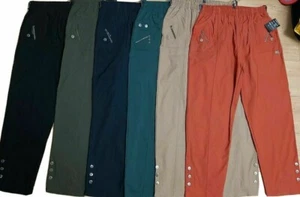 Women Ladies Cherry Berry Full Length Cotton Mix Trousers Capri Summer Pant 8-24 - Picture 1 of 28