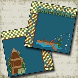 GONE FISHING - NPM - 2 Premade Scrapbook Pages - EZ Layout 2339 - Picture 1 of 4