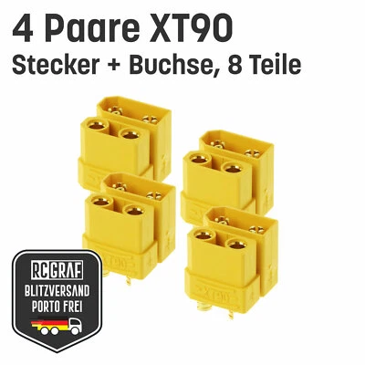 4 Paare XT90 Hochstrom Goldstecker Stecker Buchse Lipo Akku ESC 90A RC Modellbau - Bild 1 von 2